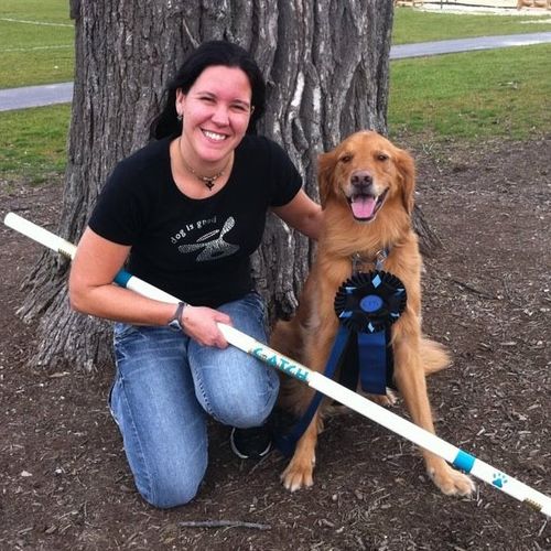 Trudi with her dog Wrigley after earning and Agili