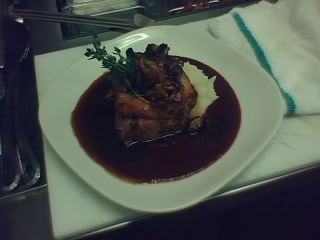Pork loin roulade, roasted green-chile & apple, bu