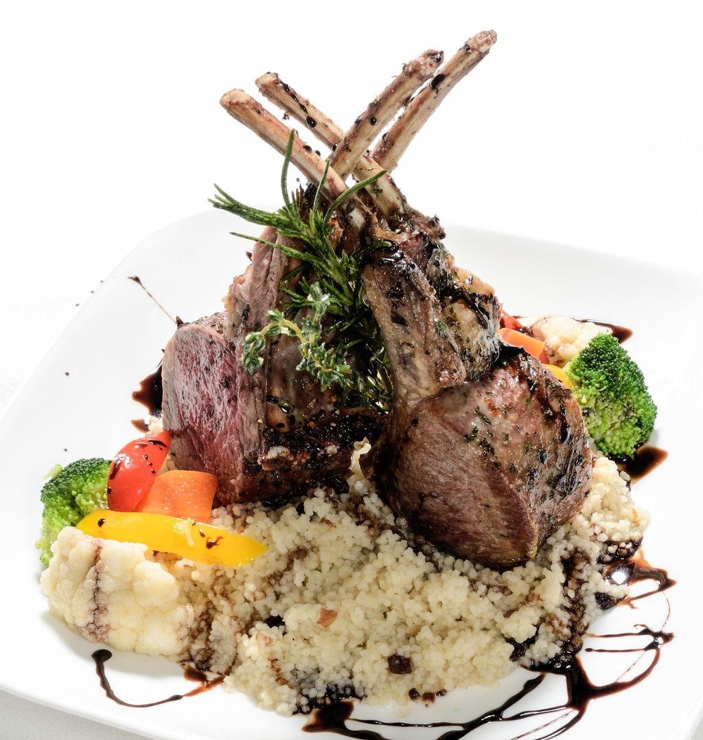 Grilled Lamb Chops over Mushroom Risotto