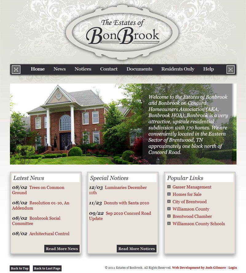 Estates of Bonbrook Website (Brentwood, TN)