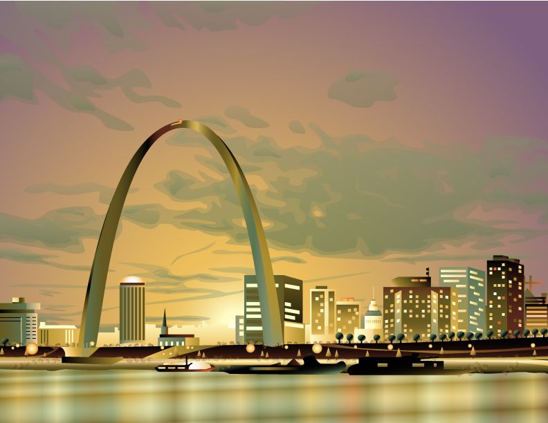 Vector illustration:  St. Louis sunset