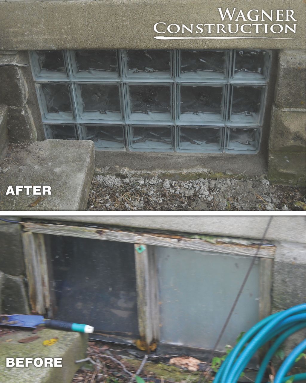 Glass Block Windows - before and after