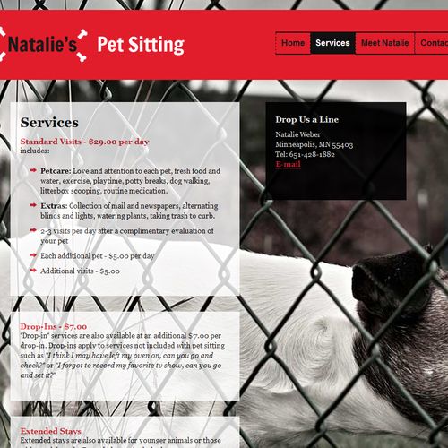 Natalie's Pet Sitting website, more at www.natalie