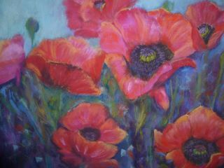 Study in Poppies - $450.00  Pastel on Sanded Gator