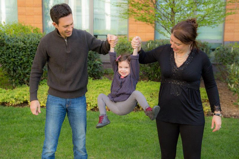 Family enjoying time outside on a bright summer da