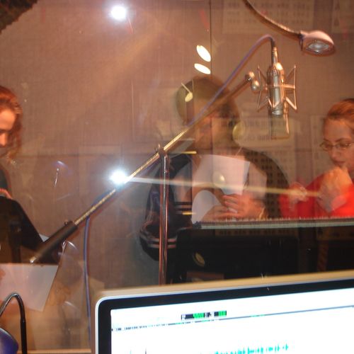 Students in booth, Joe's Voice Over Class