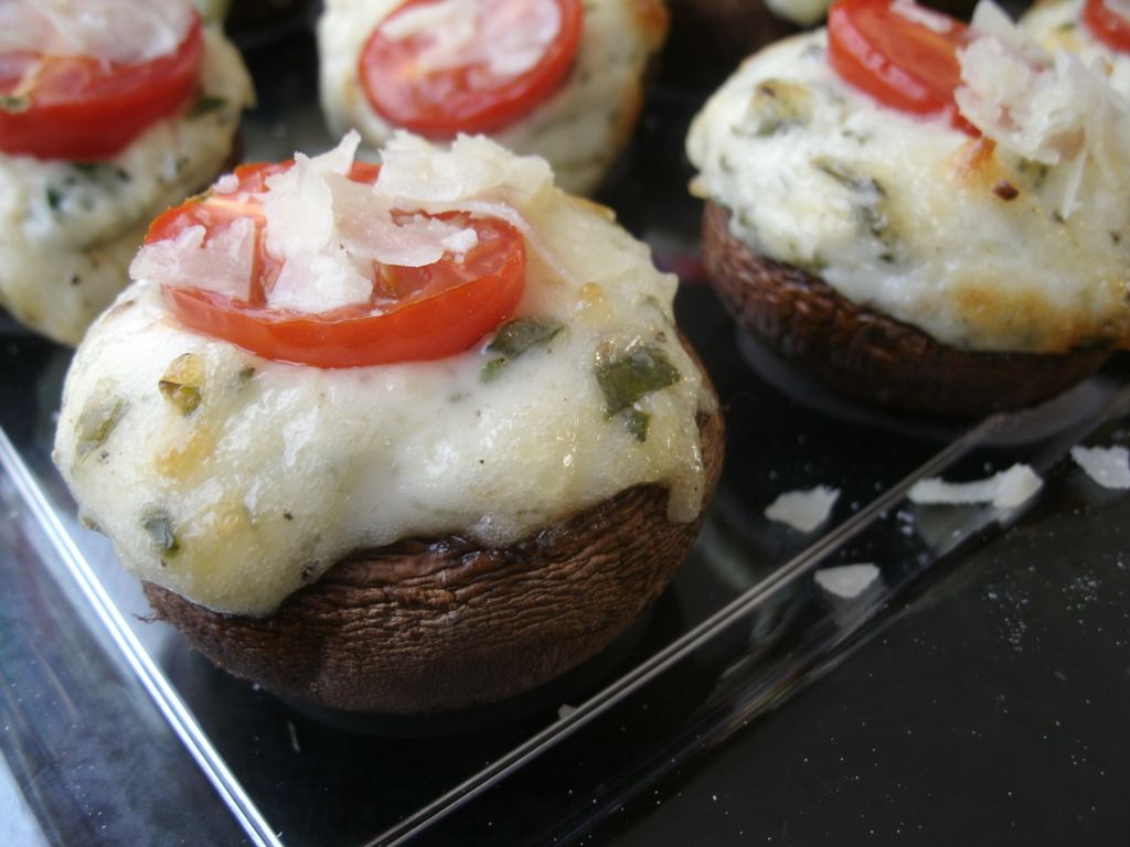 Stuffed Asiago-Basil Mushrooms