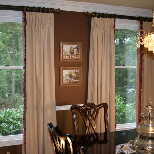 Velvet window treatments add a luxurious feeling t