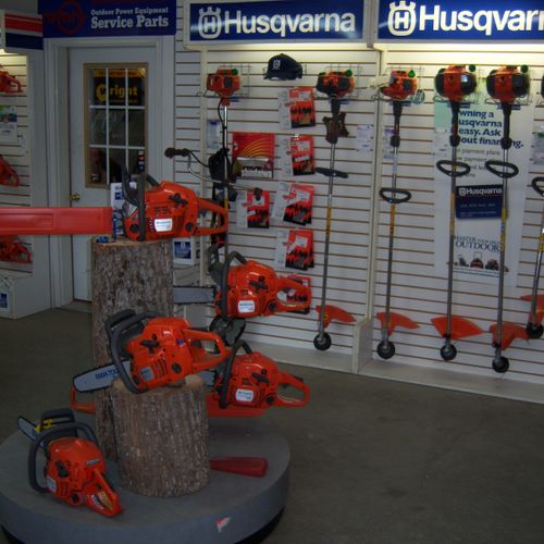 Large inventory of Husqvarna chainsaws and trimmer