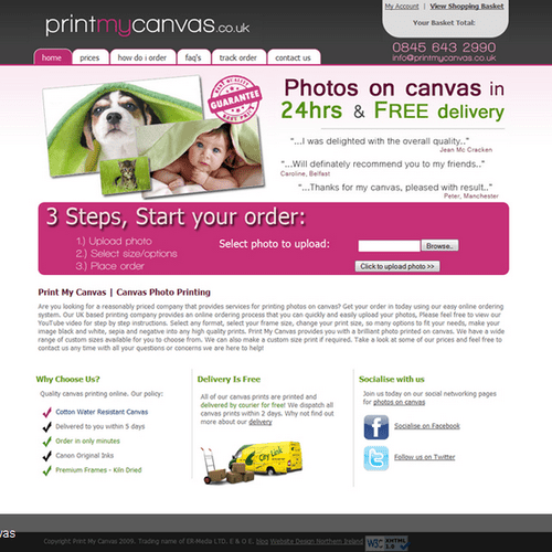 Web Designing : www.printmycanvas,co,uk