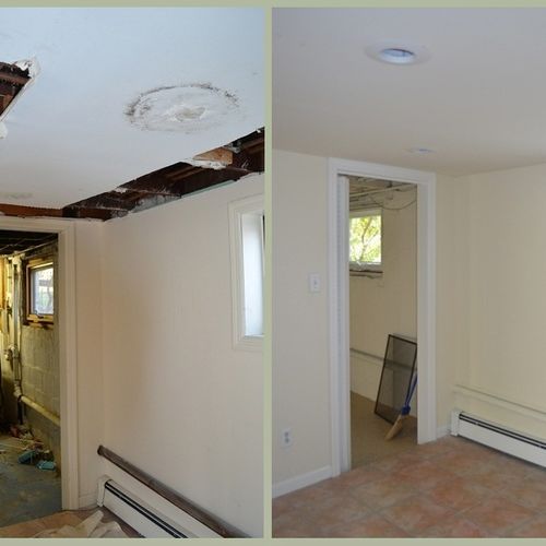 Drywall repair from ceiling leak