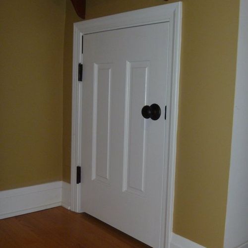 Customized closet door install for crawl space, ut
