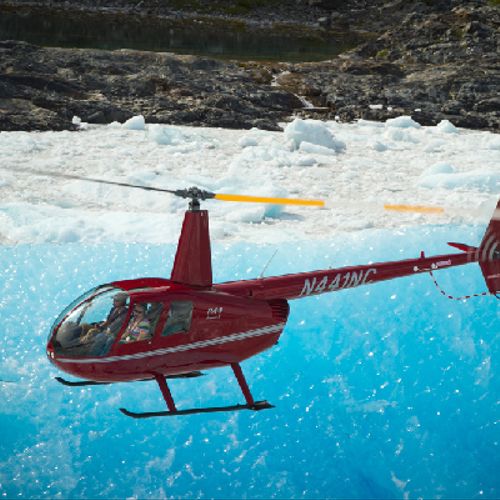 Helicopter tours and landings among Alaska's glaci