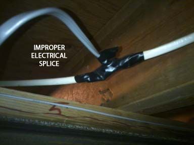 Improper electrical splice. Needs to be corrected 
