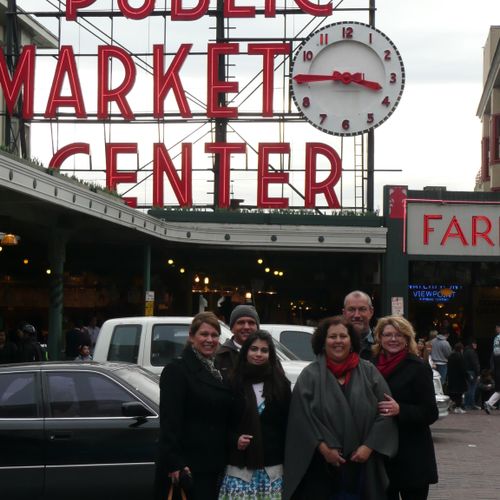 Shopping at Pike Place Market for local sustainabl