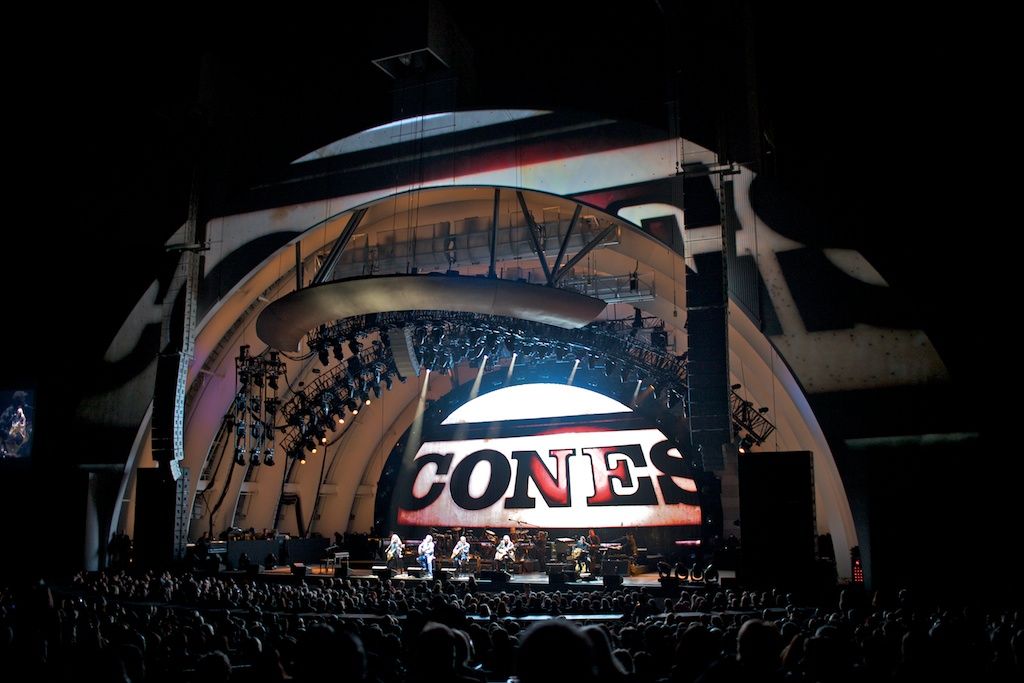 Stage setup for the Eagles at the Hollywood Bowl i