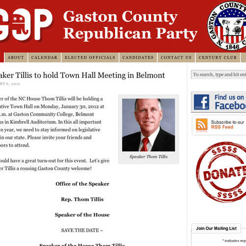 Website designed for the Gaston County Republican 