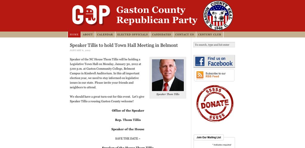 Website designed for the Gaston County Republican 