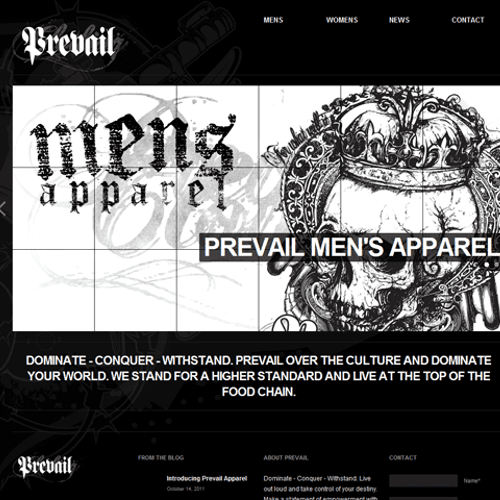 Prevail Apparel Website and Graphic Design