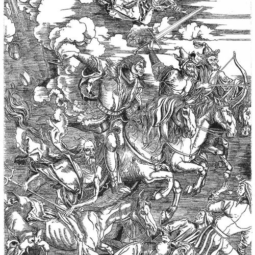 Copy drawing of the Four Horsemen from Albercht Du
