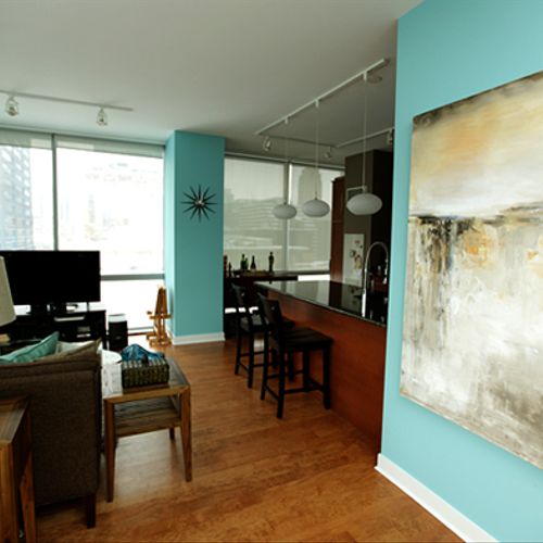 Contemporary / modern artwork. Walls are painted i