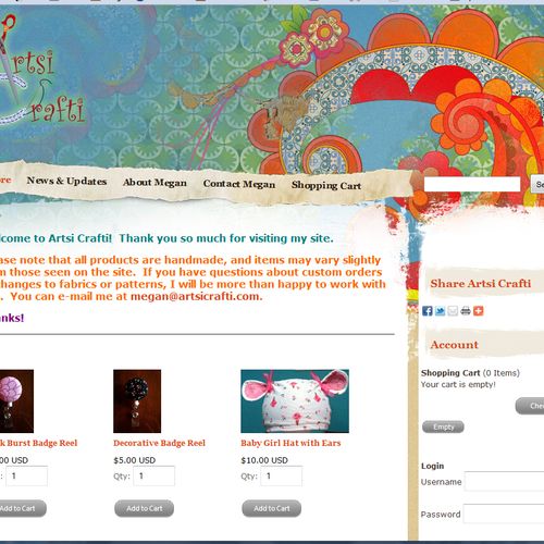 Client E-Commerce Website for Artsi Crafti www.art