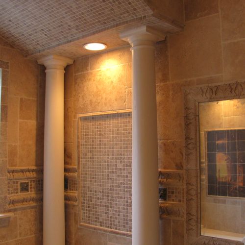 Custom Travertine Shower completed in May of 2011
