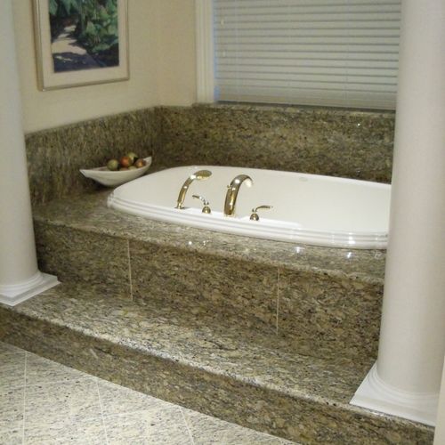 Tub surround and step to match vanity top