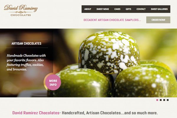 Website for pastry chef with large slideshow of de