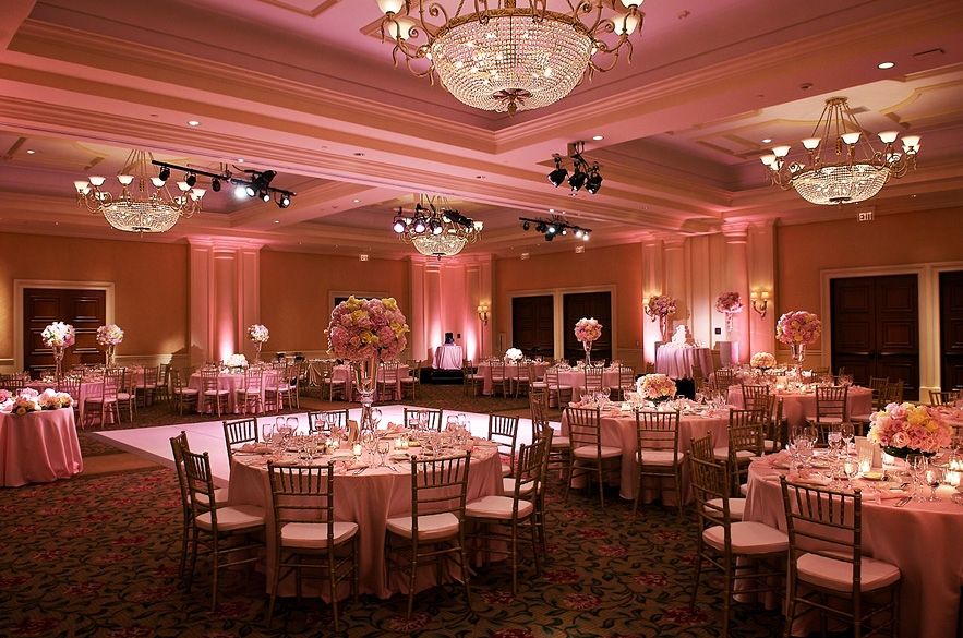 Soft Pink LED Up-Lighting at an event.