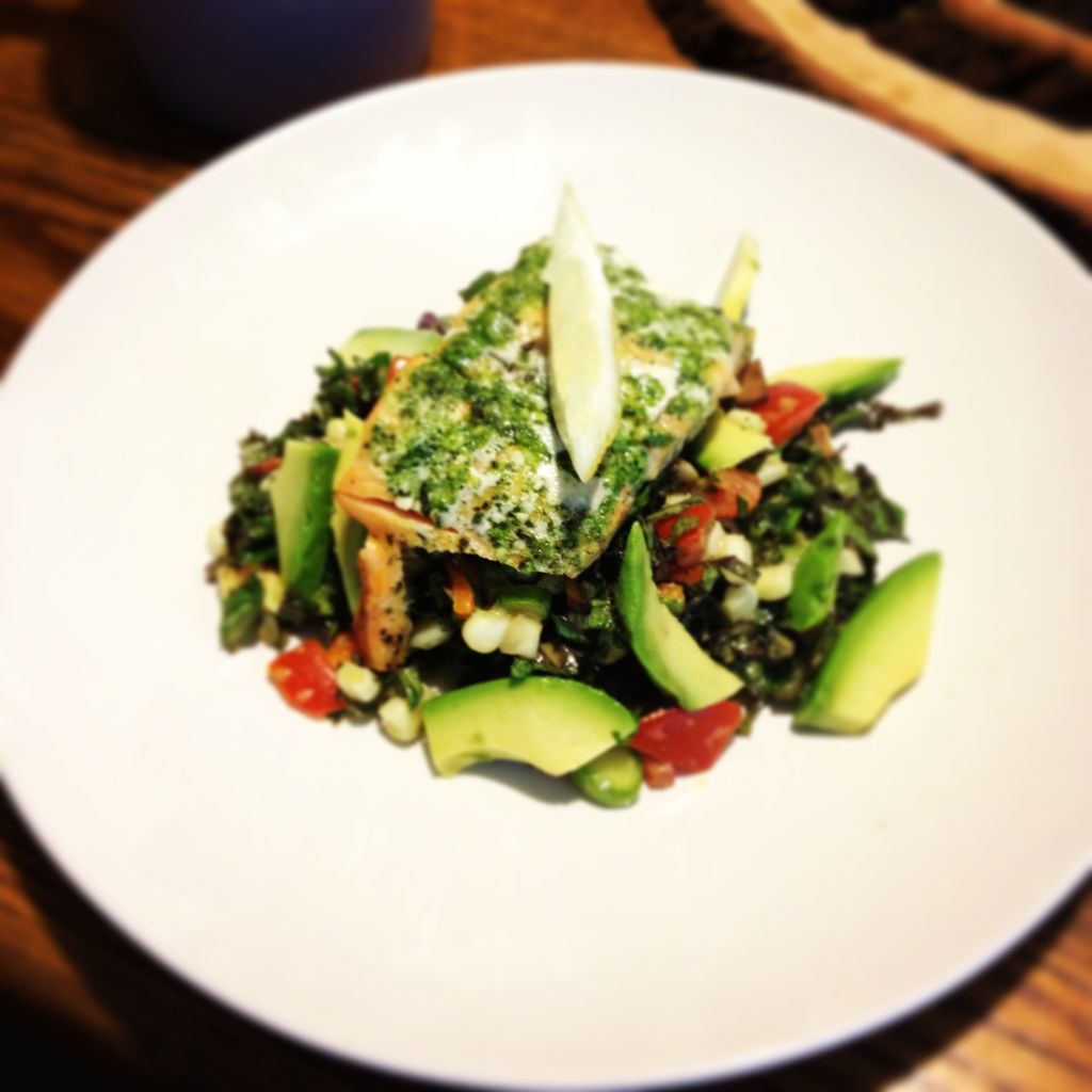 Powerhouse salmon kale salad