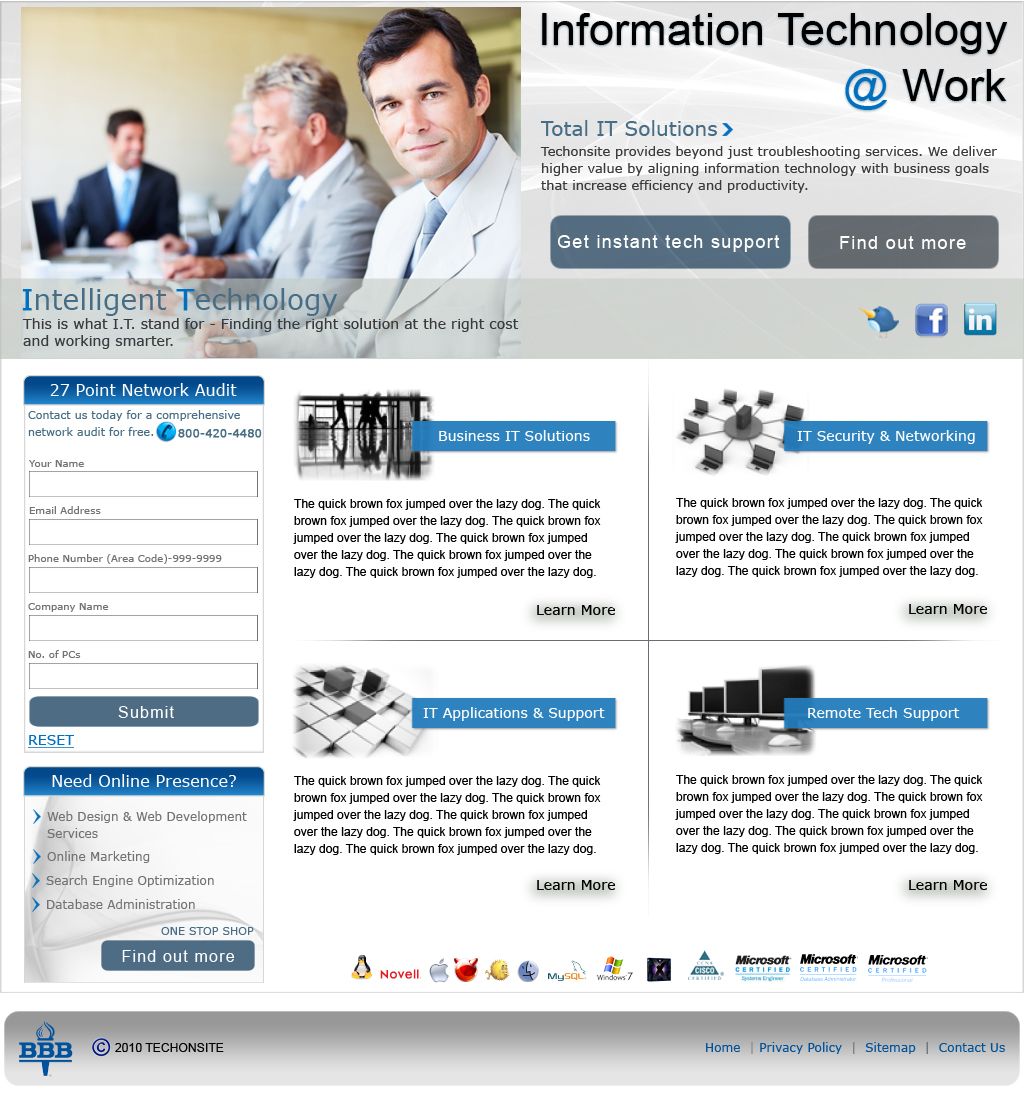 Techonsite Website Homepage