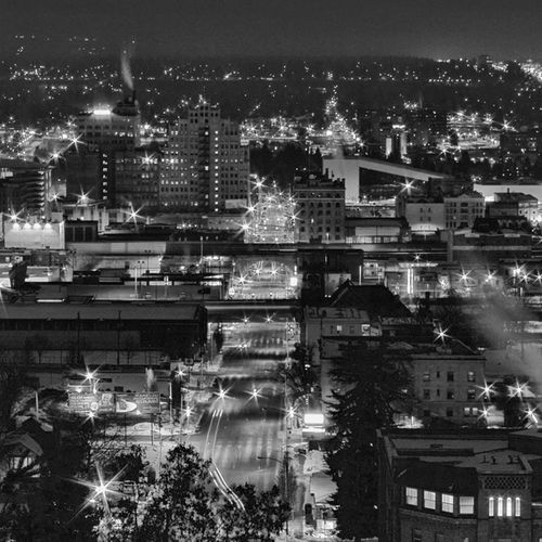 Night shot of Spokane, WA.