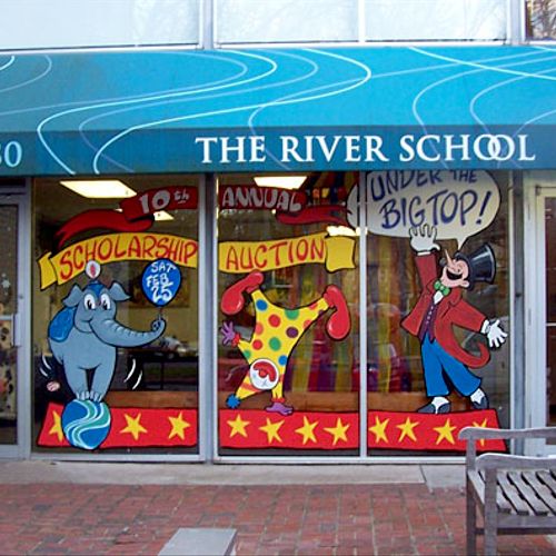 January 2012: Circus theme window for scholarship 