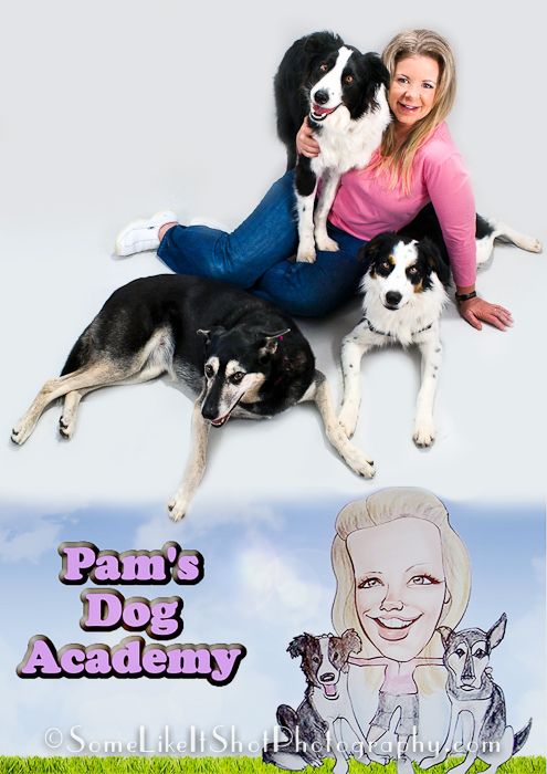 Pamela Johnson with her three dogs; Isabelle, Band