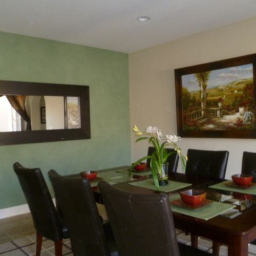 Staged dining room