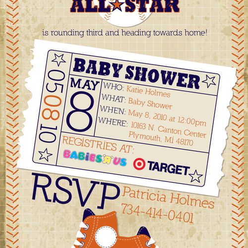 Baby Boy Baseball shower invitation