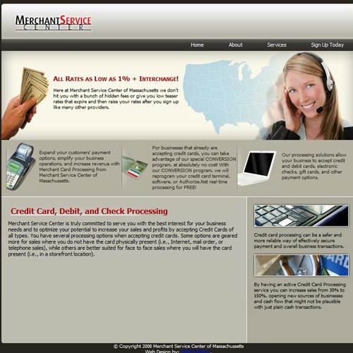 A second website design created for Merchant Servi
