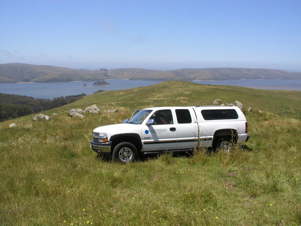 Surveying in Marshall, California overlooking Toma