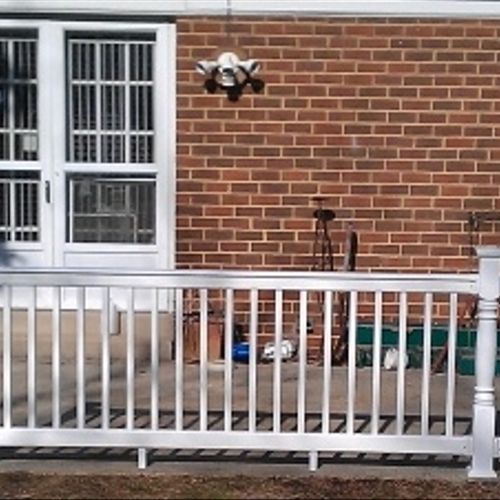 Patio with
white railing
