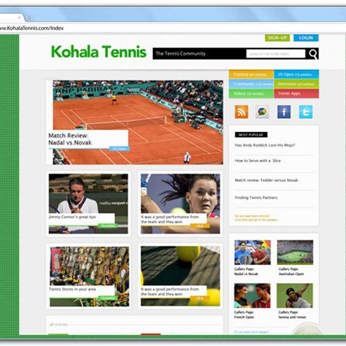 tennis  website -
designed , coded, and created lo