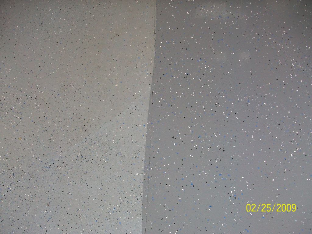 Repainted garage floor added chips