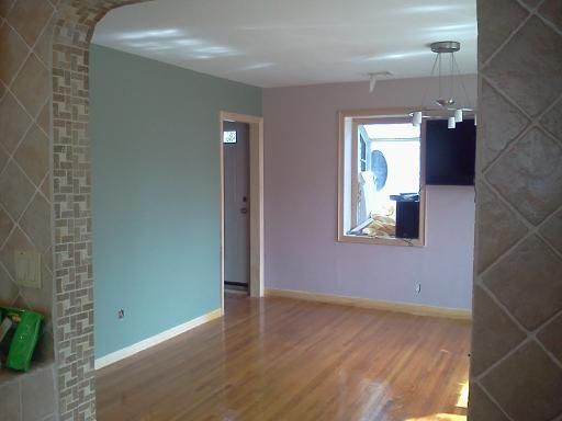 Two toned living room in New Hyde Park, Long Islan
