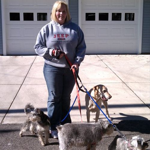 Katie Owner- walking our dogs and client Nittany
