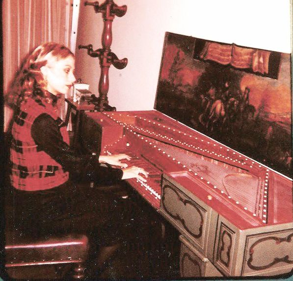 Anne in Edinburgh, Scotland, playing a 1500's "vir