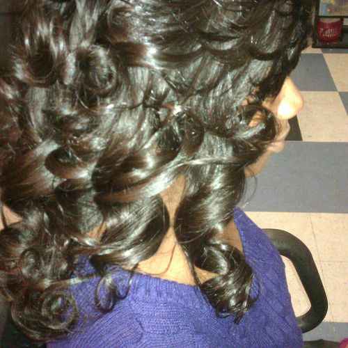 Full Sew In weave with natural hair part body curl