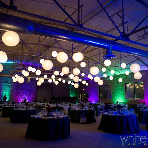 Wedding Reception with Purple and Green Uplighting