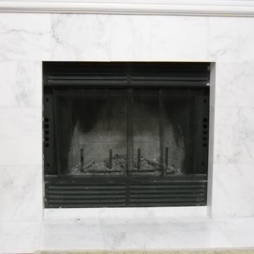 marble fireplace.
