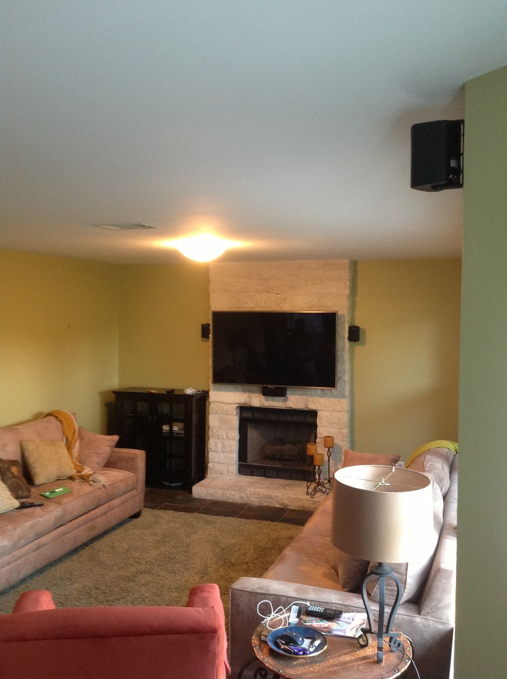 TV and 5.1 Home theater installation over a brick 