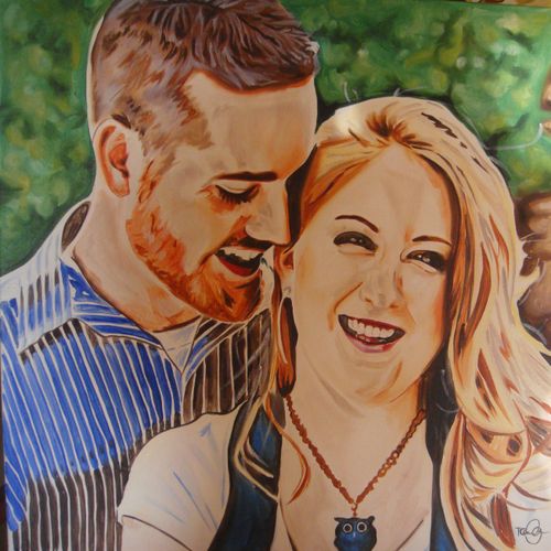 Commission of an engagement photo. This painting w